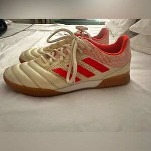 Adidas Cream and Red Indoor Soccer Shoes